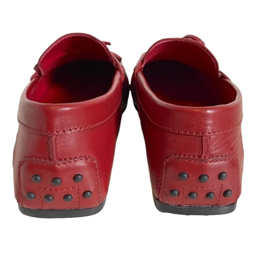 Tod's Ferrari Red Leather City‎ Gommino Cavallino 3D Loafer Shoes, Size Tod's 7